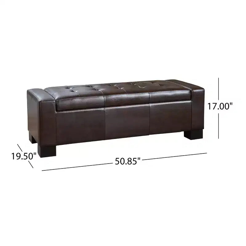 Panca/Poggiapiedi contenitore imbottita in similpelle tufted, stile contemporaneo, capacità 113 kg