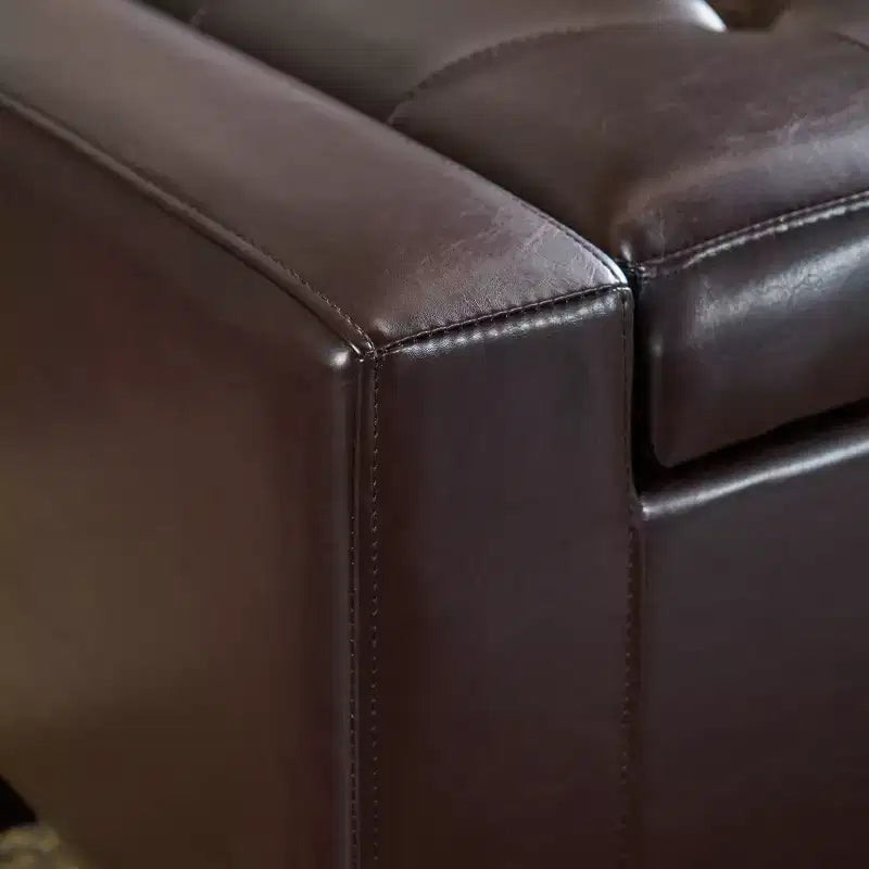 Panca/Poggiapiedi contenitore imbottita in similpelle tufted, stile contemporaneo, capacità 113 kg