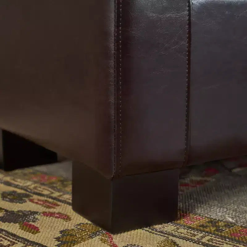 Panca/Poggiapiedi contenitore imbottita in similpelle tufted, stile contemporaneo, capacità 113 kg