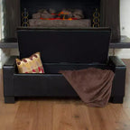 Panca/Poggiapiedi contenitore imbottita in similpelle tufted, stile contemporaneo, capacità 113 kg