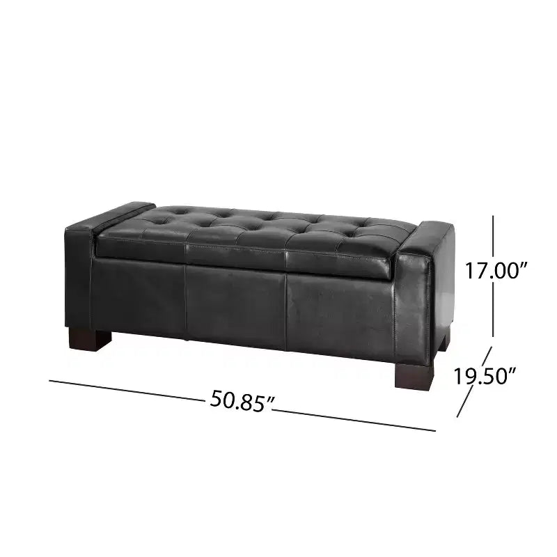 Panca/Poggiapiedi contenitore imbottita in similpelle tufted, stile contemporaneo, capacità 113 kg