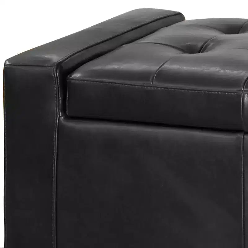 Panca/Poggiapiedi contenitore imbottita in similpelle tufted, stile contemporaneo, capacità 113 kg