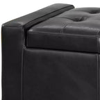 Panca/Poggiapiedi contenitore imbottita in similpelle tufted, stile contemporaneo, capacità 113 kg