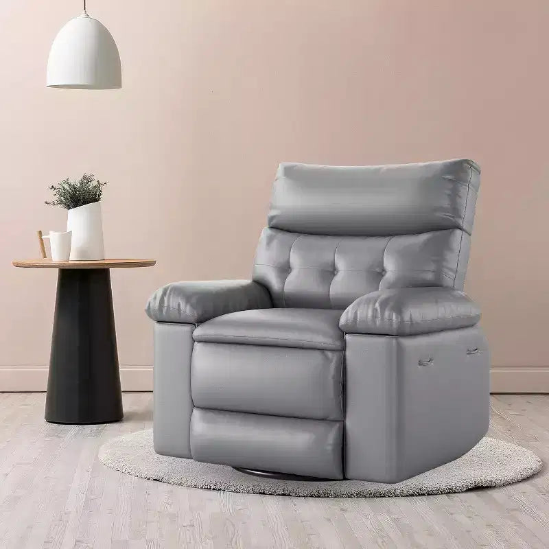 Poltrona reclinabile elettrica Acekool con riscaldamento e massaggio, girevole a dondolo, porta USB, portabicchieri, tasche laterali, seduta extra-ampia, per soggiorno