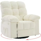 Acekool Rocking Recliner Chair, Swivel Upholstered Glider with Deep Seat and Side Pockets for Living Room or Bedroom