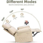 Acekool Poltrona reclinabile manuale oversize, poltrona in similpelle con cuscino spesso per soggiorno e camera da letto, spaziosa e comoda