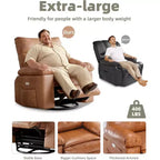 Acekool Poltrona reclinabile manuale oversize, poltrona in similpelle con cuscino spesso per soggiorno e camera da letto, spaziosa e comoda