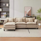 112.2 Divano Sezionale a U "Cloud Couch", Divano Sezionale Modulare con Pouf Mobile, Divano a 3 Posti in ciniglia con Seduta Profonda, Beige
