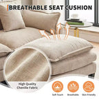 112.2 Divano Sezionale a U "Cloud Couch", Divano Sezionale Modulare con Pouf Mobile, Divano a 3 Posti in ciniglia con Seduta Profonda, Beige