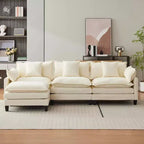 112.2 Divano Sezionale a U "Cloud Couch", Divano Sezionale Modulare con Pouf Mobile, Divano a 3 Posti in ciniglia con Seduta Profonda, Beige