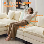 112.2 Divano Sezionale a U "Cloud Couch", Divano Sezionale Modulare con Pouf Mobile, Divano a 3 Posti in ciniglia con Seduta Profonda, Beige