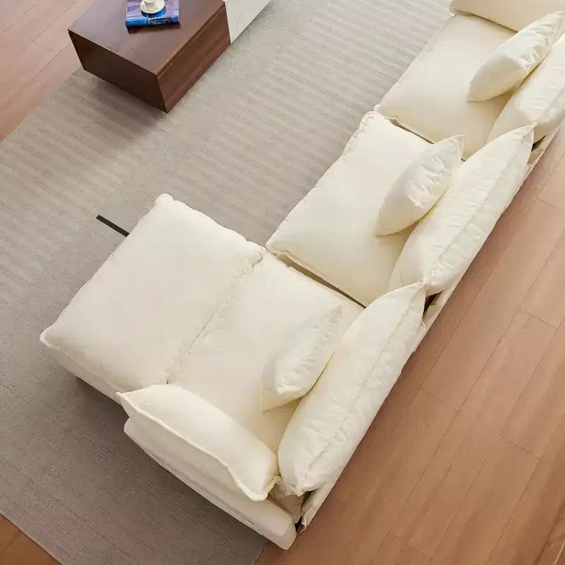 112.2 Divano Sezionale a U "Cloud Couch", Divano Sezionale Modulare con Pouf Mobile, Divano a 3 Posti in ciniglia con Seduta Profonda, Beige