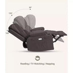 Divano reclinabile elettrico Acekool con massaggio, dondolo girevole, porta USB, portabicchieri, tasche laterali, seduta extra large, per soggiorno