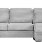 Divano Sezionale Whisen in Velluto a Coste con Pouf Rimovibile e Tasche Laterali Contenitive