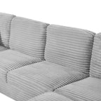 Divano Sezionale Whisen in Velluto a Coste con Pouf Rimovibile e Tasche Laterali Contenitive