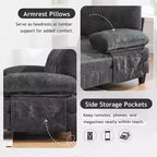 Divano Sezionale a U Whisen in Ciniglia con Doppia Chaise Longue, Tasche Portaoggetti e Cuscini Bracciolo
