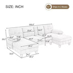 Divano Sezionale a U Whisen in Ciniglia con Doppia Chaise Longue, Tasche Portaoggetti e Cuscini Bracciolo