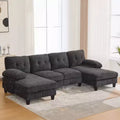 Whisen Chenille U-shaped Sectional Sofa with Dual Chaise Lounges, Storage Pockets and Armrest Pillows