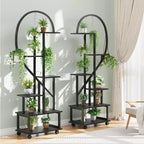 2 Pack 6 Tier Tall Plant Stand Metal Indoor Plant Stand With Detachable Wheels Half Moon Shape Plant Stands With Drawers Large Plant Display Stand