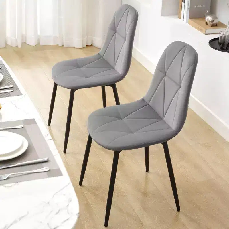 Set di 2 sedie da pranzo imbottite in velluto con gambe in metallo e schienale alto, per cucina e sala da pranzo