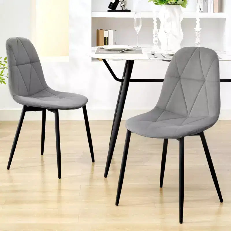 Set di 2 sedie da pranzo imbottite in velluto con gambe in metallo e schienale alto, per cucina e sala da pranzo