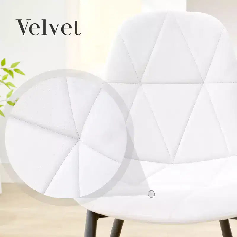 Set di 2 sedie da pranzo imbottite in velluto con gambe in metallo e schienale alto, per cucina e sala da pranzo