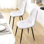 Set di 2 sedie da pranzo imbottite in velluto con gambe in metallo e schienale alto, per cucina e sala da pranzo