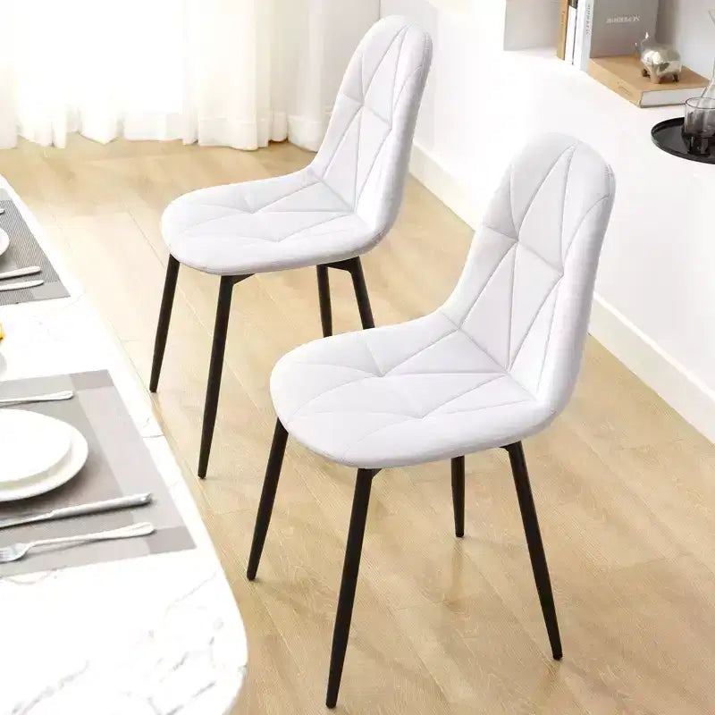 Set di 2 sedie da pranzo imbottite in velluto con gambe in metallo e schienale alto, per cucina e sala da pranzo