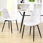 Set di 2 sedie da pranzo imbottite in velluto con gambe in metallo e schienale alto, per cucina e sala da pranzo
