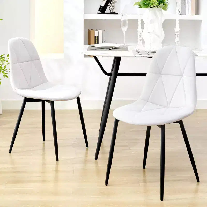 Set di 2 sedie da pranzo imbottite in velluto con gambe in metallo e schienale alto, per cucina e sala da pranzo