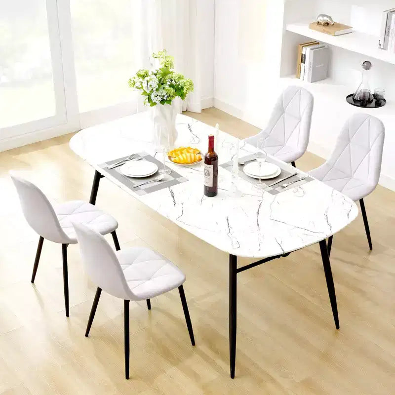 Set di 2 sedie da pranzo imbottite in velluto con gambe in metallo e schienale alto, per cucina e sala da pranzo