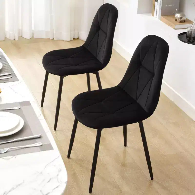 Set di 2 sedie da pranzo imbottite in velluto con gambe in metallo e schienale alto, per cucina e sala da pranzo