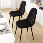 Set di 2 sedie da pranzo imbottite in velluto con gambe in metallo e schienale alto, per cucina e sala da pranzo