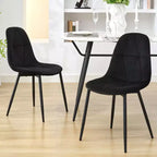 Set di 2 sedie da pranzo imbottite in velluto con gambe in metallo e schienale alto, per cucina e sala da pranzo