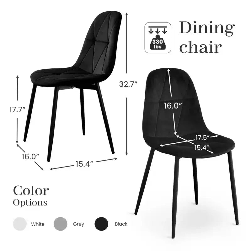 Set di 2 sedie da pranzo imbottite in velluto con gambe in metallo e schienale alto, per cucina e sala da pranzo