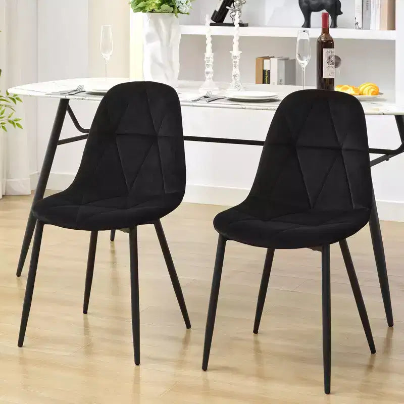 Set di 2 sedie da pranzo imbottite in velluto con gambe in metallo e schienale alto, per cucina e sala da pranzo