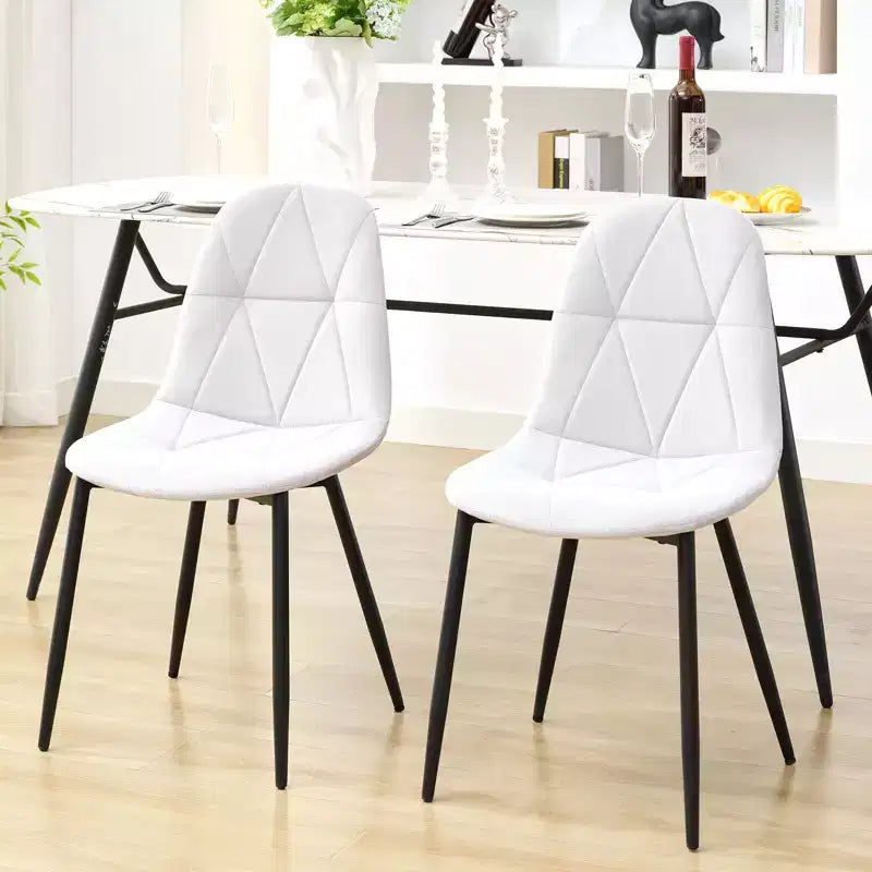 Set di 2 sedie da pranzo imbottite in velluto con gambe in metallo e schienale alto, per cucina e sala da pranzo