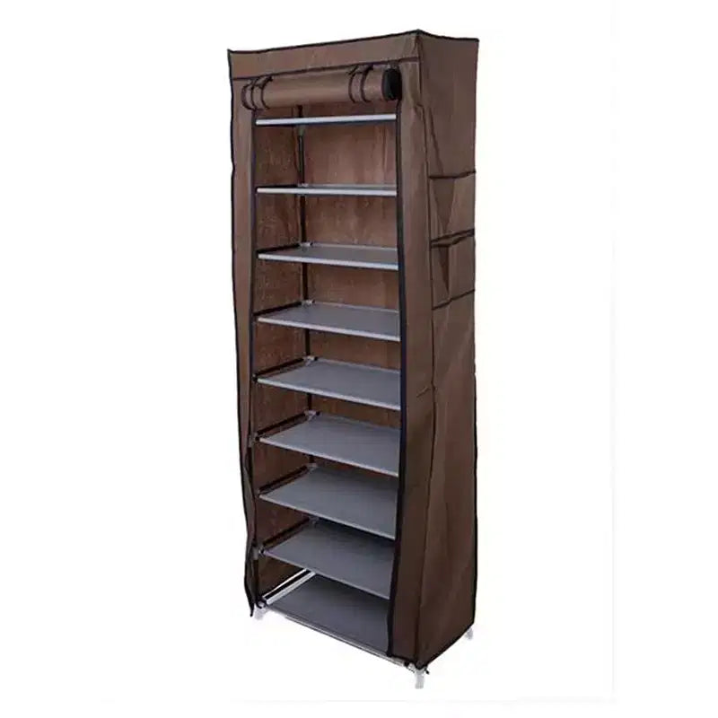 Shoe Rack 10-Tier Storage - Large Capacity Shoe Organizer with Dust-Proof Cover, Holds 25-45 Pairs, Space-Saving Design