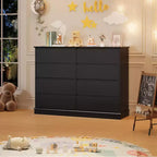 Comò a 8 cassetti per camera da letto, cassettiera con cassetti profondi, piano largo, cassettiera orizzontale in MDF