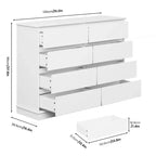 Comò a 8 cassetti per camera da letto, cassettiera con cassetti profondi, piano largo, cassettiera orizzontale in MDF