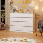 Comò a 8 cassetti per camera da letto, cassettiera con cassetti profondi, piano largo, cassettiera orizzontale in MDF