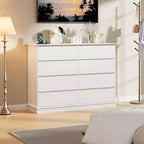 Comò a 8 cassetti per camera da letto, cassettiera con cassetti profondi, piano largo, cassettiera orizzontale in MDF