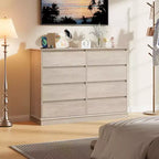 Comò a 8 cassetti per camera da letto, cassettiera con cassetti profondi, piano largo, cassettiera orizzontale in MDF
