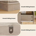 Comò a 8 cassetti per camera da letto, cassettiera con cassetti profondi, piano largo, cassettiera orizzontale in MDF
