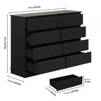 Comò a 8 cassetti per camera da letto, cassettiera con cassetti profondi, piano largo, cassettiera orizzontale in MDF