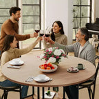 Tavolo da pranzo rotondo per 4-6 persone, 150 cm con ripiano portaoggetti, stile rustico, senza sedie