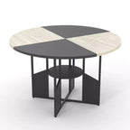 Tavolo da pranzo rotondo per 4-6 persone, 150 cm con ripiano portaoggetti, stile rustico, senza sedie
