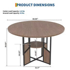 Tavolo da pranzo rotondo per 4-6 persone, 150 cm con ripiano portaoggetti, stile rustico, senza sedie