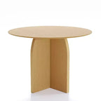 Tavolo da pranzo rotondo in legno massello 42x42, finitura naturale, gambe arcuate, 4 posti