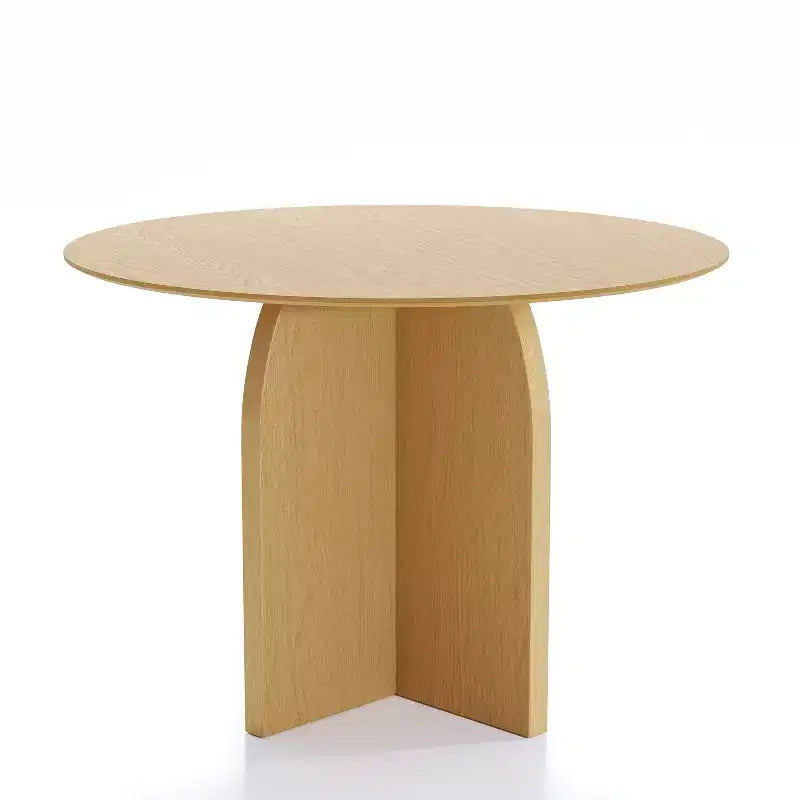 Tavolo da pranzo rotondo in legno massello 42x42, finitura naturale, gambe arcuate, 4 posti